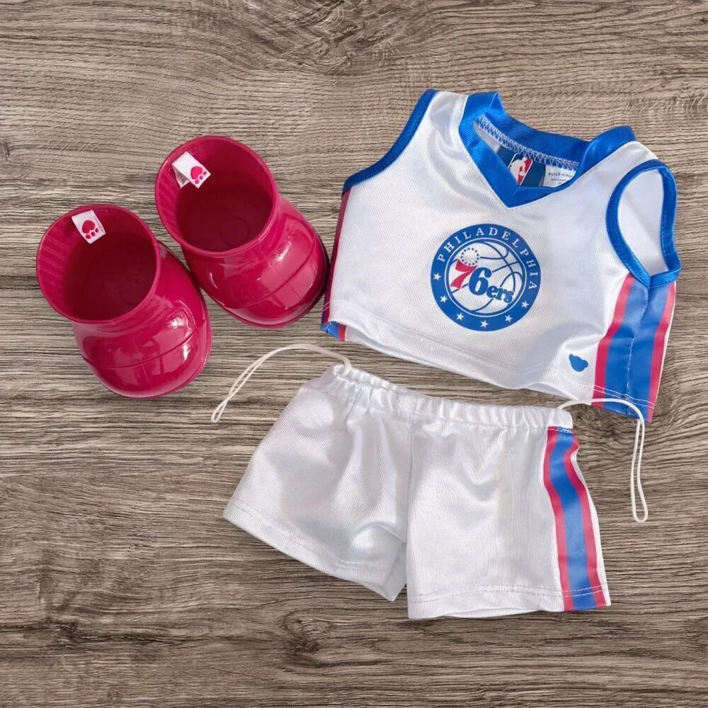 BABW Build A Bear Phila 76ers NBA Basketball Outfit Jersey Shorts Shoes BAB